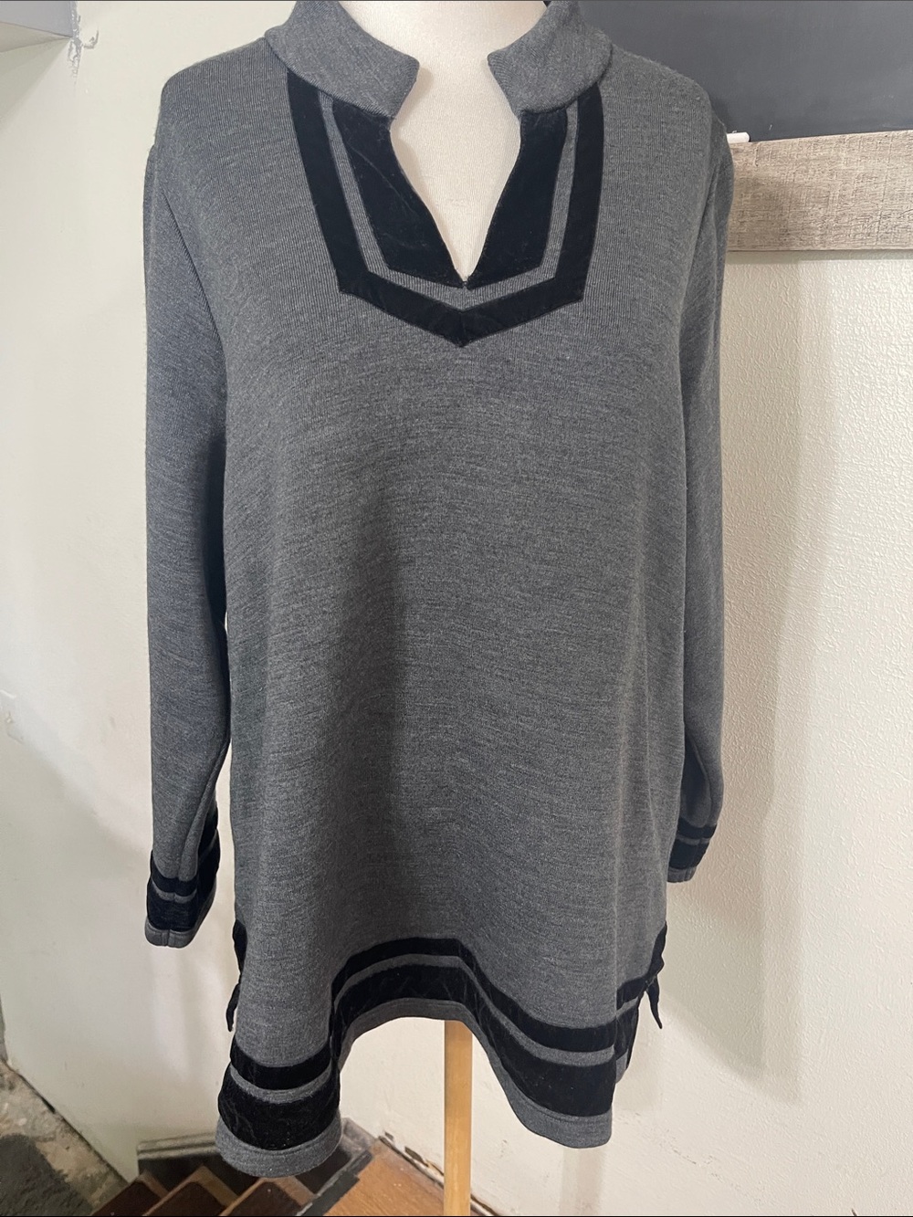 Soft Surroundings Runway Tunic Sweater with Velvet Trim - Sz 1X